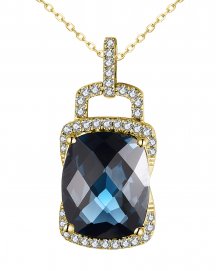 CUSHION LONDON BLUE TOPAZ DIAMOND PENDANT (TP3103)